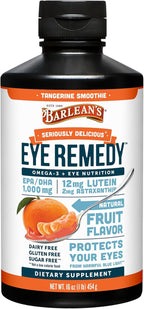 Barlean's Eye Remedy Supplement, Tangerine Flavored Fish Oil Liquid with Lutein, Astaxanthin and Zeaxanthin,1,000mg Omega 3 EPA DHA, Eye Care Supplements, 16 oz