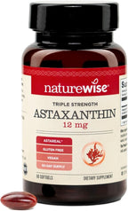 NatureWise Triple Strength Astaxanthin 12mg with AstaReal® - Vegan Antioxidant Supplement with Organic Coconut Oil - NSF Certified Gluten Free, Non-GMO - 60 Softgels[60 Day Supply]