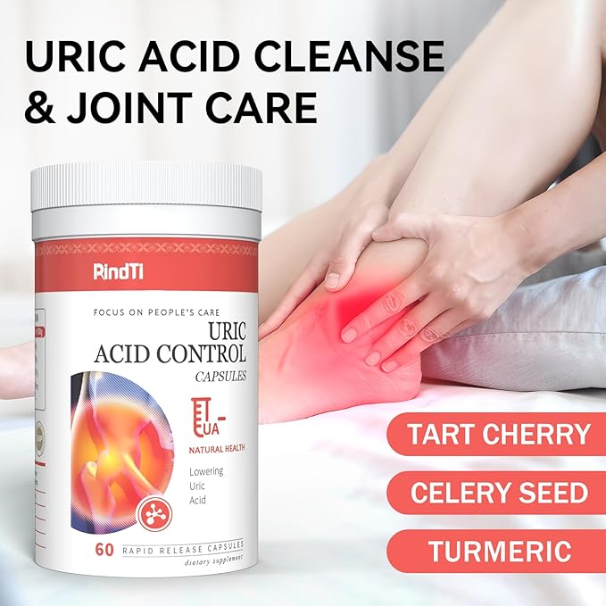 Purge Uric Acid Flush Detox and Cleanse with Tart Cherry, Celery Seed Extract and Turmeric for Daily Joint Comfort and Kidney Support, 60 Capsules