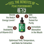 Raw Methyl B12 Liquid Drops. Sublingual Fast Acting Advanced Vegan B 12 Liquid Vitamin Supplement. High Bioavailability Methylcobalamin B-12 Vitamins for Energy, Focus and Relief. for Men + Women