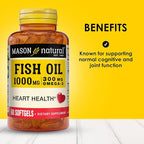 MASON NATURAL Omega,3 Fish Oil, 180,Day Supply, 1000mg with EPA and DHA for Joint Support, 60 Softgel Pills (3 Pack)