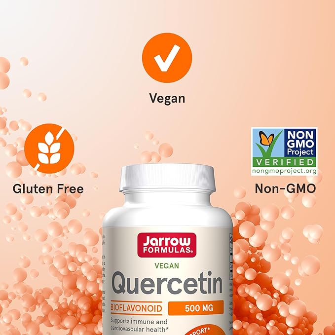 Jarrow Formulas Quercetin 500mg Capsules - 200 Veggie Caps - Supports Antioxidant Status,Cardiovascular Health & Immune Health - 200 Servings,(Pack of 2)