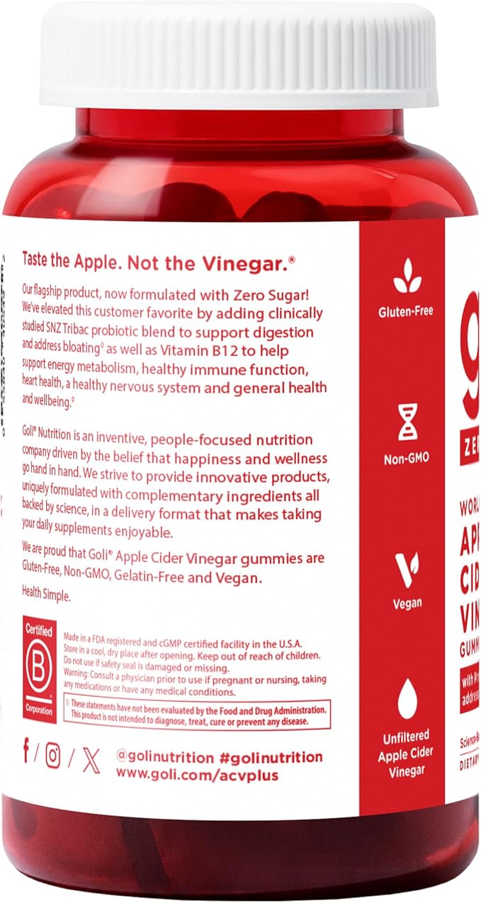 Goli Zero Sugar Trio - World's First 3-in-1 Pre, Post, Probiotic, Apple Cider Vinegar with Vitamin B12 and Probiotics, Ashwagandha & L-Theanine, Vitamin D Gummies, 90 Count (3-Bottle Set)