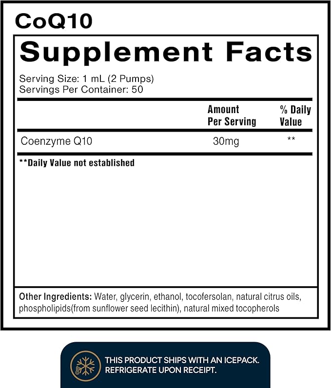 Quicksilver Scientific CoQ10 Nanoemulsion - Liposomal Coenzyme Q10 Cardiovascular Support & Cellular Energy Supplement - Fast Absorbing Liquid (1.7oz / 50ml)