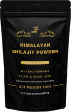 Shilajit Pure Himalayan Shilajit Powder - Gold Grade 100% Pure Shilajit with Fulvic Acid & 85+ Trace Minerals Complex for Energy & Immune Support - 100g
