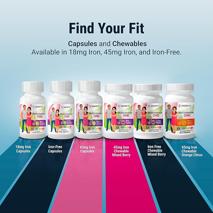BariatricPal Multivitamin ONE 1 per Day! Bariatric Multivitamin Capsule with 18 mg of Iron | Easy to Swallow Capsule | Vitamin for Bariatric Surgery Patients | 90 Count (3 Month Supply)