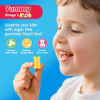 Kids Omega 3 Gummies + Calcium 400mg + Vitamin D3 K2 + C, Omega-3 DHA & EPA Supplement - No Fish Burps, No Sugar - Kids & Teens Omḛga 3 + Multivitamin Gummy for Strong Bones, Brain, Immune, Eye, 60Cts