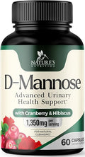 D-Mannose 1000mg Per Serving - Cranberry & Hibiscus - Effective Fast-Acting, Flush The Impurities for Bladder, Urinary Tract Health Support Supplement, for Women and Men, USA Bottled - 60 Capsules