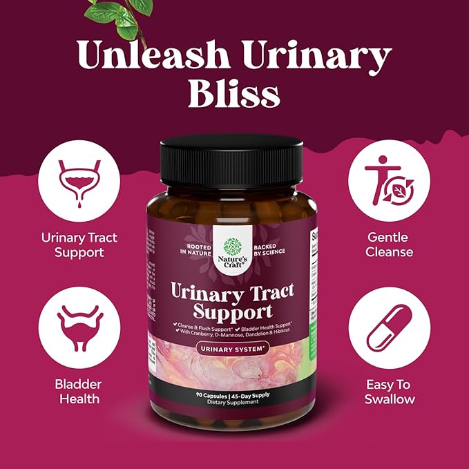 D Mannose Capsules for Urinary Tract Health - High Potency D-Mannose with Cranberry Juice Powder & Dandelion for Urinary Tract Health for Women Fast Acting Super Concentrated Cranberry - 90 Count