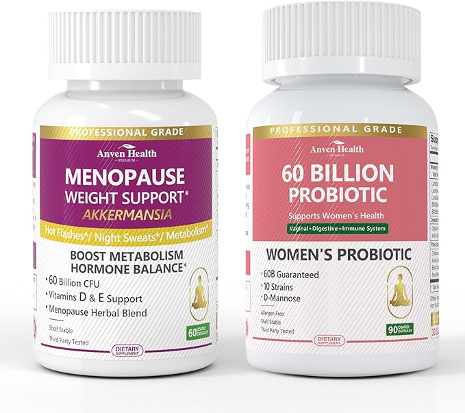 Probiotics for Women + Akkermansia Bundle – Gut, Immune & Urinary Tract Support with Cranberry, D-Mannose & Prebiotics丨Hormone-Free Menopause Support