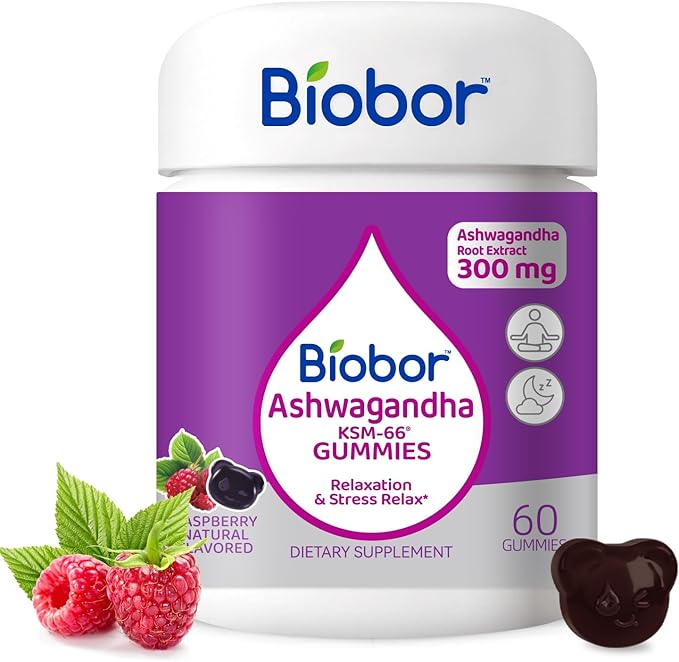 Ashwagandha Gummies, KSM-66 Ashwagandha Root Extract with Vitamin D3, Relaxation Support & Immune Support for Adults - GMO Free, Gluten Free