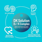 NANOWELL DK Solution Vitamin D3 2000 IU (50 mcg) + K Complex - Dietary Supplement for Bone, Muscle and Immune Health Support - 120 Softgels, 120 Day Supply