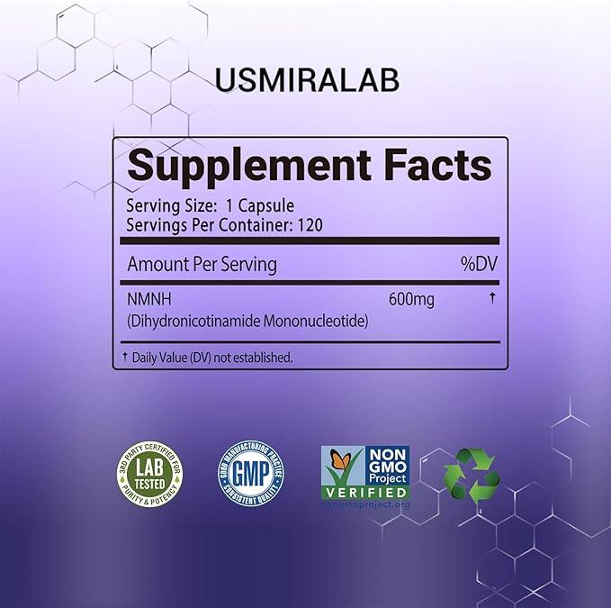 Pure NMNH Supplement Capsules: More Effective Than Nicotinamide Riboside | Boost Cellular Vitality, Anti-Aging & Energy | Vegan, Non-GMO | 120 Capsules (60 Servings)