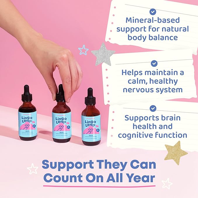JoySpring LingoLeap – Liquid Kids Formula with Zeolite Clinoptilolite, Methylated B12 & Vitamin D3 | Gentle Daily Support for Kids’ Wellness | Ages 3+ | (1fl oz) 30 Servings
