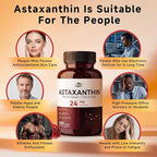 GBN Astaxanthin Supplements 24mg 200 Softgels, Supports Eye, Skin, Joint, Brain, Heart & Immune System Health, Stamina & Healthy Aging for Women & Men, Fresh Microalgae Source