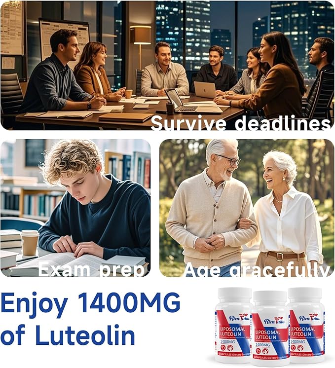 1400MG Liposomal Luteolin Supplement, Maximum Absorption, Potent Flavonoid Premium Antioxidant Supplement for the Brain 60 Capsules