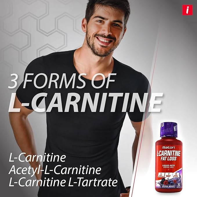 iSatori L-Carnitine 1500, Triple-Blend Liquid L Carnitine Supplement, with Acetyl & Tartrate, Stimulant Free Energy, Low Calories, Sugar or Gluten, Keto-Friendly, Mixed Berry Flavor (24 Servings)