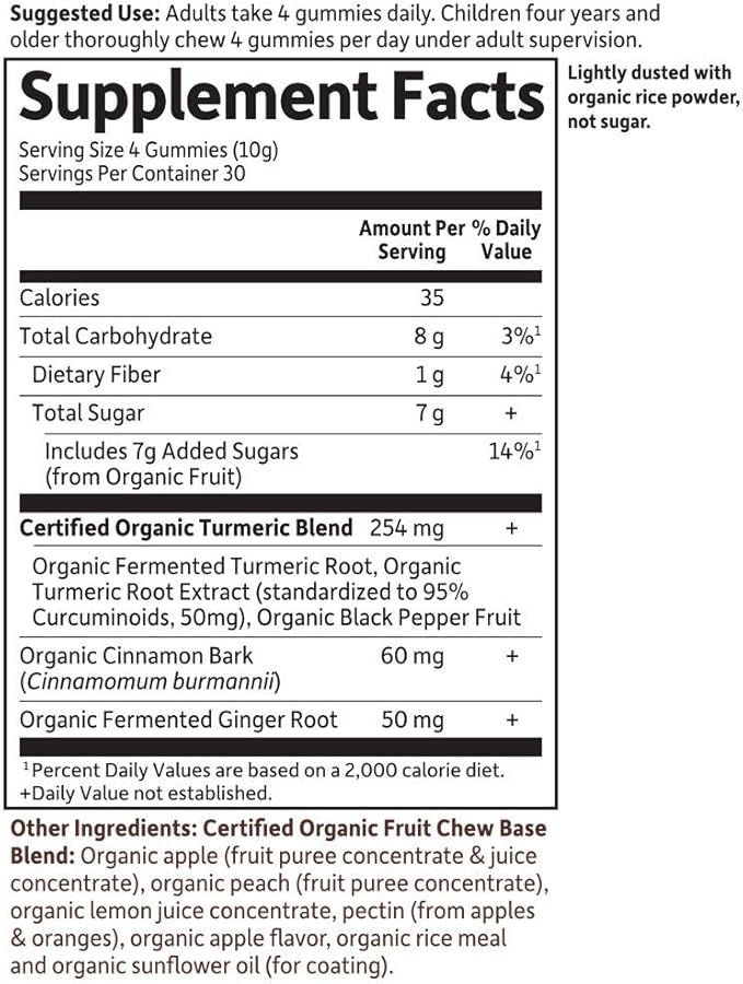 Garden of Life Organics Turmeric Inflammatory Response Gummy - 120 Real Fruit Gummies for Kids & Adults, 50Mg Curcumin (95% Curcuminoids), No Added Sugar, Organic, Non-GMO, (Pack of 2)