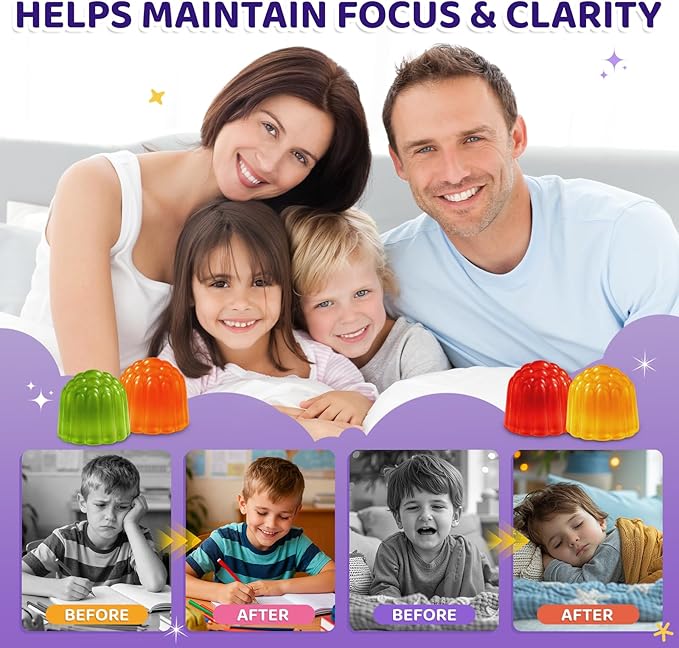 Saffron Gummies for Kids & Adults, 20-in-1 Saffron Supplements with 88.5mg Saffron Extract, B6, B12, C, D3, Magnesium for Calm, Focus, Nerve, Sugar Free, Vegan, Non-GMO - Mixed Fruit Flavor, 60 Counts