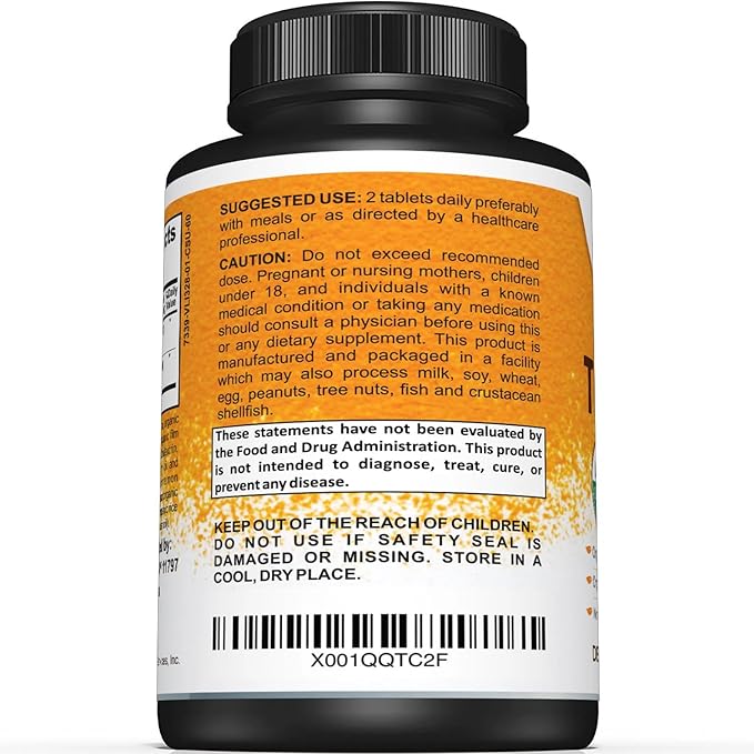 USDA Certified Organic Turmeric Supplement – Includes Organic Turmeric & Organic Black Pepper – 1,400mg of Turmeric per Serving - 60 Count (Pack of 1)