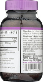 Bluebonnet Alpha Lipoic Acid 200mg - Powerful Antioxidant Nerve Support Supplement - For Women & Men Daily - Non-GMO, Vegan, Kosher - Gluten-Free, Soy-Free, Dairy-Free - 60 Vegetable Capsules