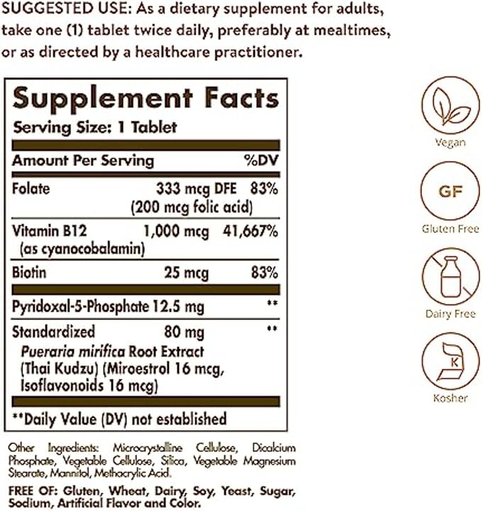 Solgar Women's Balancing Formula, 60 Tablets - Pueraria Mirifica - Phytoestrogen Balancing Formula, Energy Metabolism, Nervous System Health - Vegan, Gluten-Free, Dairy Free, Kosher - 60 Servings