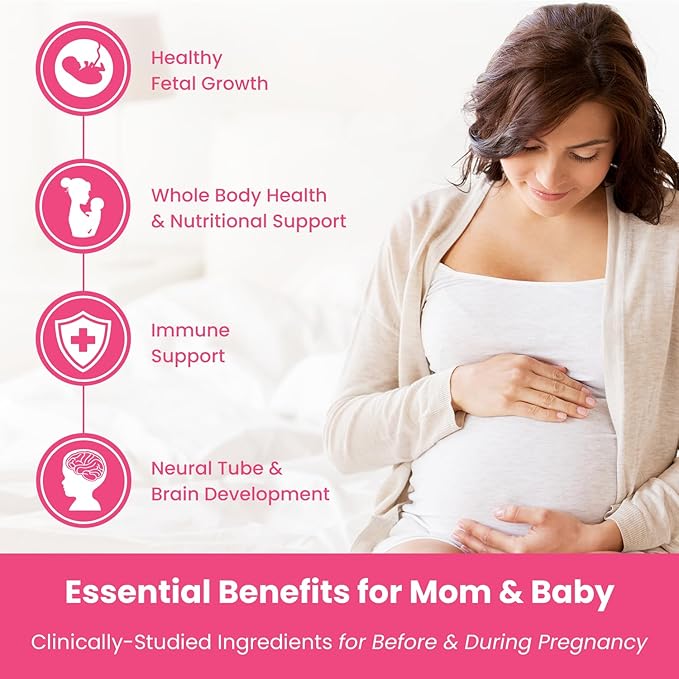 Prenatal Vitamin Gummies with DHA | Vegan Prenatal Vitamins for Women with Omega 3, Methylfolate, Choline & D3, Pregnancy Vitamins for Fetal Development | Gummy Multivitamin Supplement, 120 Count