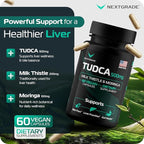 TUDCA 500mg Bile Salts Liver Support Supplement with Milk Thistle (200mg) & Moringa (100mg) - Supports Liver, Bile Flow, Gut Health & Gallbladder - Made in USA 60 Capsules, eBook Included