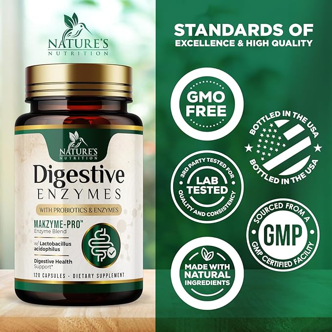 Digestive Enzymes - Super Digestive Multi Enzyme Complex for Bloating & Gut Health Support with Bromelain, Papain, Probiotics & Prebiotics - Digestion Health Support for Women & Men - 120 Capsules