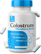 Colostrum Capsules | Grass-Fed Bovine Colostrum with Akkermansia Probiotic 1B AFU | Microbiome & Gut Support | High IgG Advanced Formula | 120 Capsules