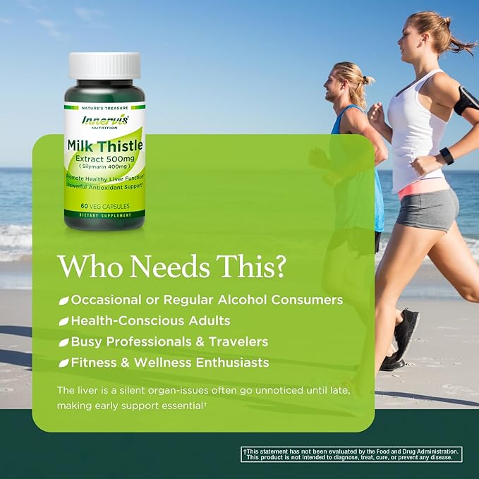 High Potency Silymarin 400mg Milk Thistle Extract 500mg for Optimal Liver Health & Detox Antioxidant Support | 60 Vegan Capsules – Innervis Nutrition