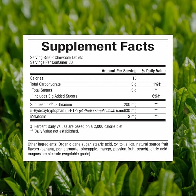 Natural Factors Tranquil Sleep - Calm Sleep Health Supplement - Relaxation Support Supplement with Melatonin & 5-HTP - 60 Chewable Tablets (30 Servings)