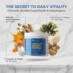 Vitality Boost+ System – Daily Energy & Stress Support Powder – 500mg KSM-66® Ashwagandha, BCAA 2:1:1, Magnesium, CoQ10 & Collagen – 30 Servings – Lemon Ginger – Made in USA