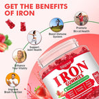 180 Count | Iron Supplement for Women,Men & Kids, Iron Gummies for Iron Deficiency & Anemia with Vitamin C B6 B12,Folate-Iron Supplement Support Bl♡♡d Oxygen & Energy Boost, Vegan,Non-GMO &Gluten Free