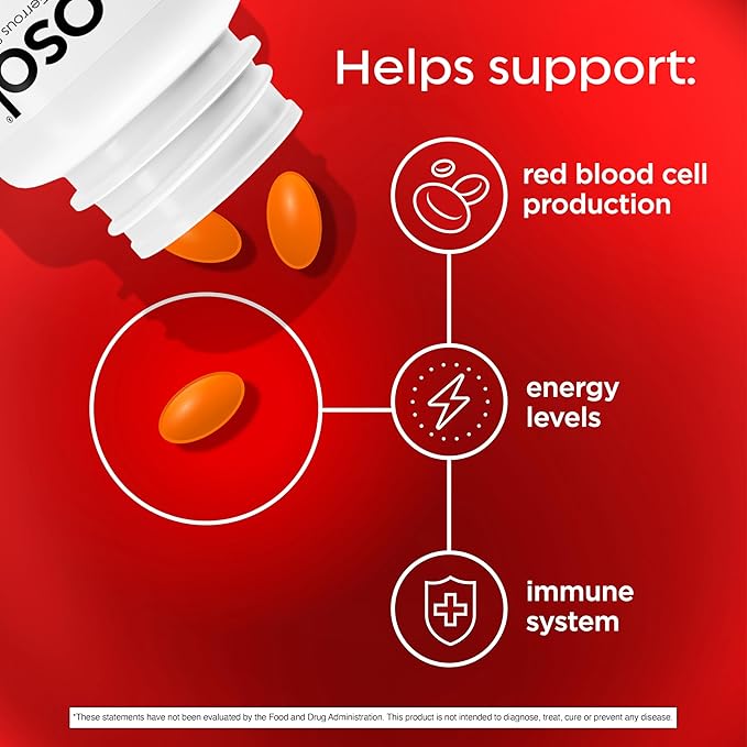 Feosol Complete Iron Supplement Caplets, Bifera Iron for High Absorption, Heme and Non-Heme Dual Action Minimizes Side Effects, 1 Per Day, Energy and Immune System Support, Pack of 2, Total 60 Count