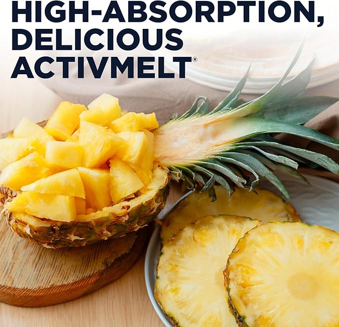 KAL L Theanine 25 mg ActivMelt - Relaxation, Stress, Mood and Focus Supplement - Delicious Natural Pineapple Flavor with Stevia - Vegetarian - 120 Servings, 120 Instant Dissolve Micro Tablets
