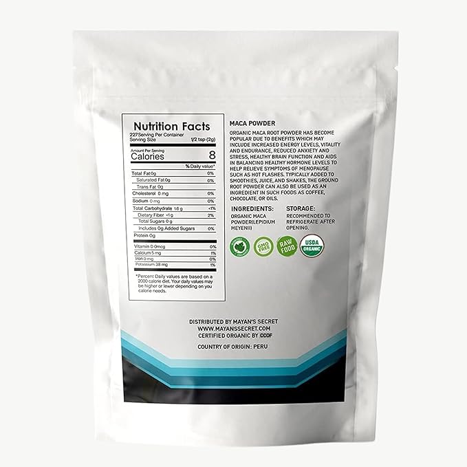 Mayan's Secret - Maca Root Powder Organic 16oz x 2 USDA Certified Parve Non-GMO Vegan Superfoods for Breakfast, Smoothies, Baking & Ice Cream (1 Pound (Pack of 2))