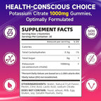 Potassium Citrate Gummies for Adults, Sugar-Free Potassium 1000mg Support Leg Cramps & Electrolyte Balance High Potency 60 Count