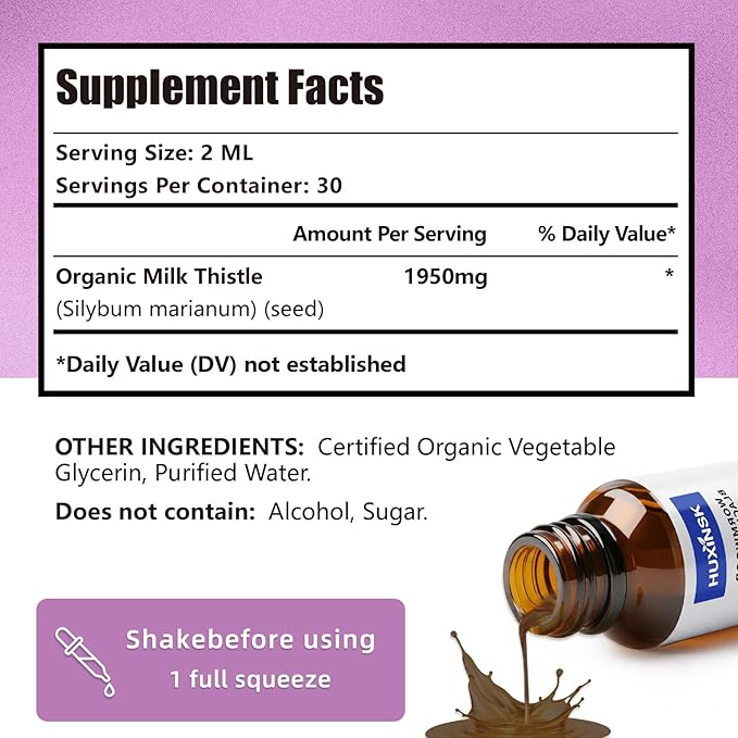 Milk Thistle Liquid Drops Extract | High-Potency Silymarin Complex | Supports Liver Health & Natural Detox | Alcohol-Free, 60ml Vegan Tincture