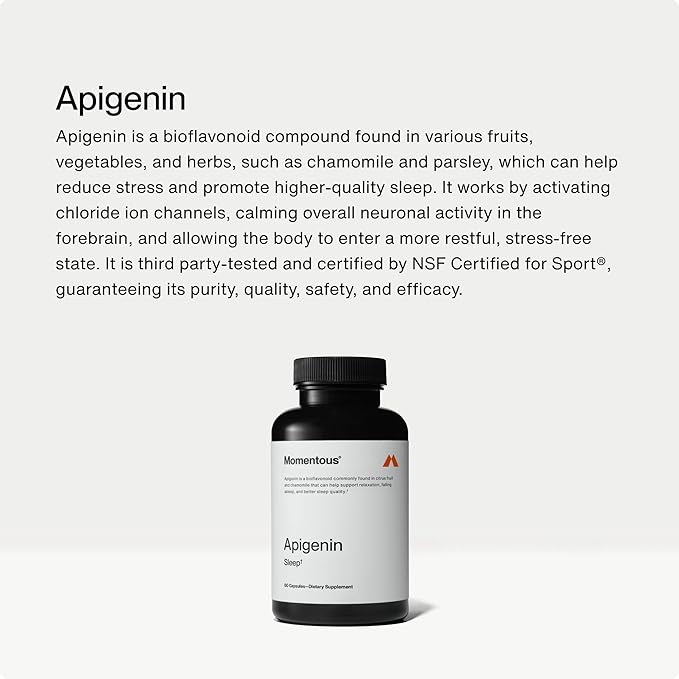 Momentous Magtein Magnesium L-Threonate 145mg, Apigenin Supplement, & L-Theanine Supplement - Supports Cognitive Function & Promotes Rest, Relaxation, & Focus - NSF Certified, GMO-Free, Gluten Free