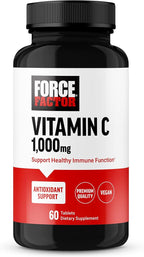 Force Factor Vitamin C 1000mg Immune Support Supplement, Vitamin C Supplement Immunity Vitamins Plus Antioxidant Support, Premium Quality, Vegan, 60 Vitamin C Tablets