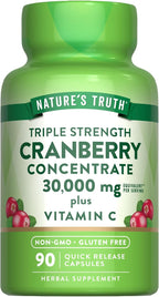 Nature's Truth Cranberry Concentrate Pills | Plus Vitamin C | Triple Strength Support Capsules | Non-GMO & Gluten Free Supplement