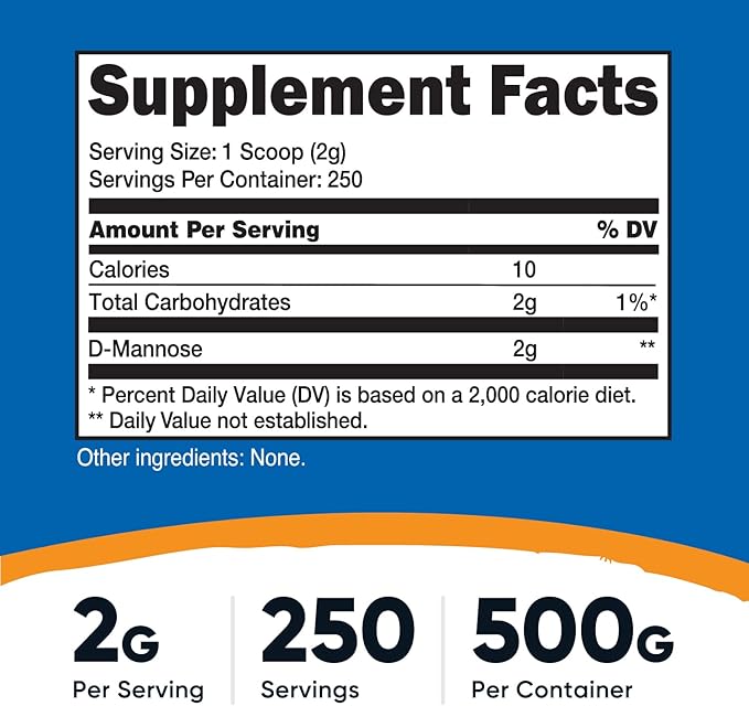 Nutricost D-Mannose Powder 500 Grams (250 Servings) - Vegan, Non-GMO and Gluten Free