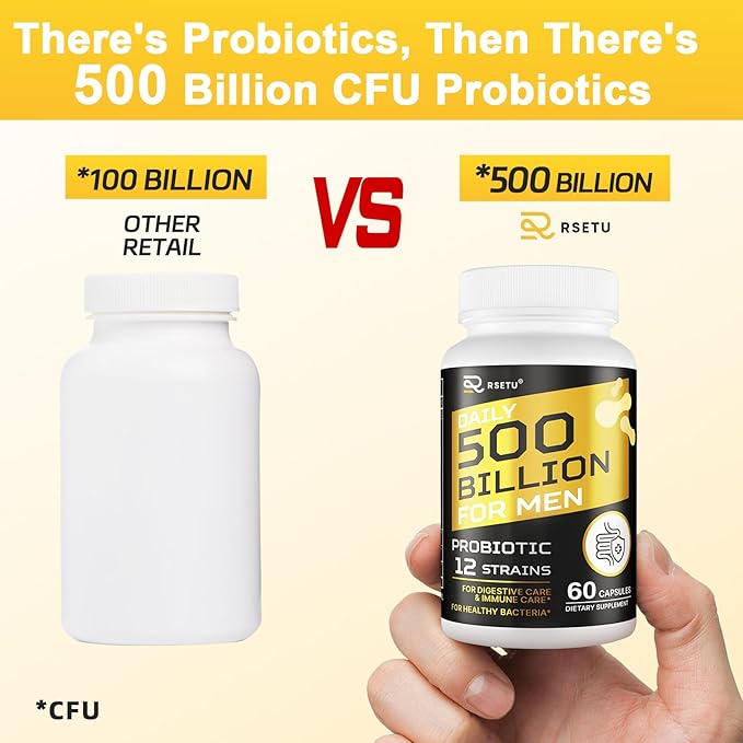 Probiotics for Men, 500 Billion CFUs & 12 Strains Mens Probiotic with Turmeric Cranberry, Goji, Gut Health for Men, for Digestive Health, Gut, Bloating & Gas, Immune, Energy Support, 120-Day Supply