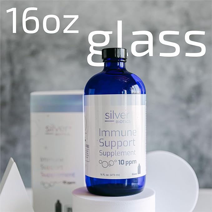 Silver Biotics Multivalent SilverSol Technology Ag₄O₄ 10 PPM Immune Support | Bio-Hacking Immune Building Natural Support (16 Fl Oz Glass Bottle)