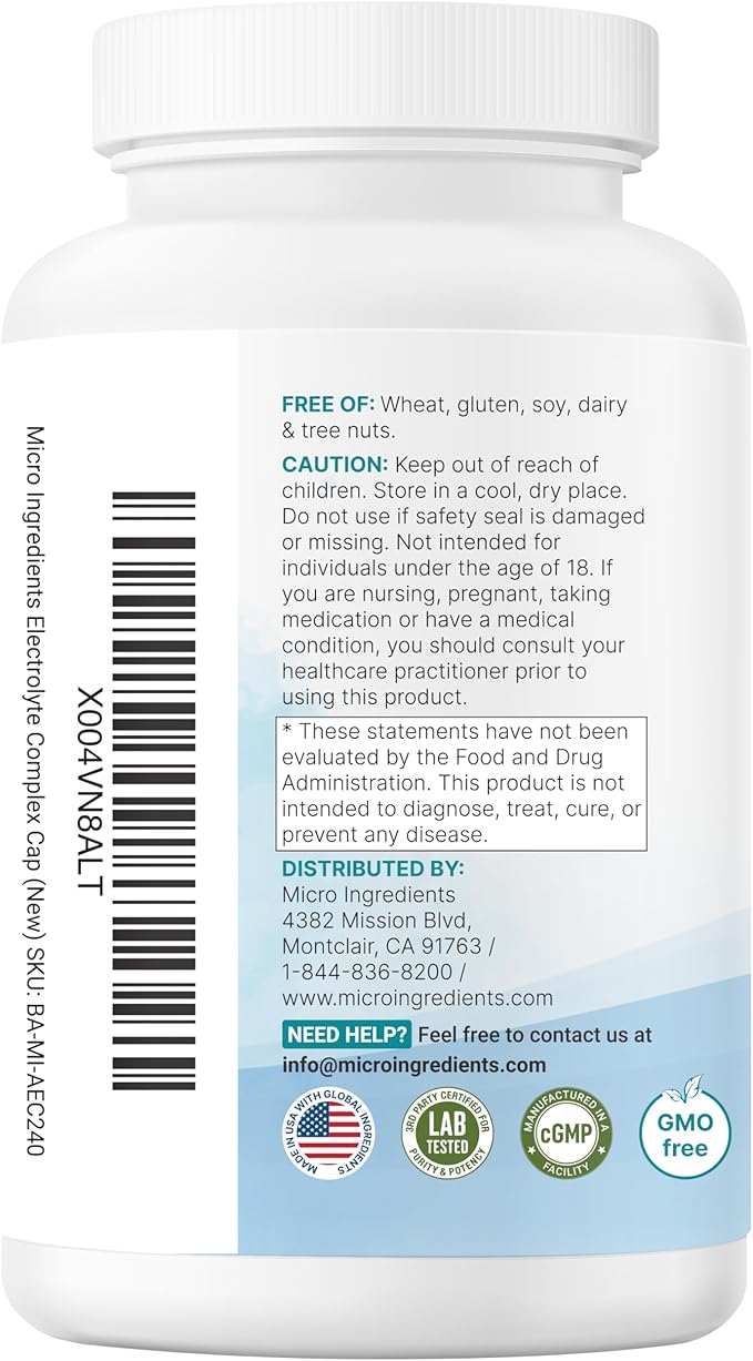 Advanced Electrolyte Complex Capsules for Hydration, 240 Count – Salt Pills with Himalayan Pink Salt, Sodium, Potassium & Magnesium – Sugar Free Electrolyte Tablets with Vitamin D3 & B1, Zinc