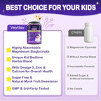 Magnesium Glycinate Gummies for Kids 4+: Sugar Free Magnesium Bisglycinate Gummy with Chamomile, L-Theanine, Lemon Balm, B6, Omega 3, Zinc - Gluten Free, Non-GMO, Vegan, Mixed Berry Flavor