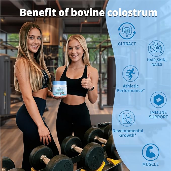 Bovine Colostrum Powder Supplements, 3000mg IgG, Grass-Fed Orgainc Freeze Dried Colostrum for Women & Men | Supports Gut Health, Hair Health, Immune Defense & Muscle Recovery, Unflavored, 50 Servings
