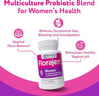 Florajen Women’s Vaginal Probiotic - Gut Health, Vaginal pH Balance, & Constipation Relief - Multi-Strain Formula with Lactobacillus - Refrigerated for Potency - 60 Capsules