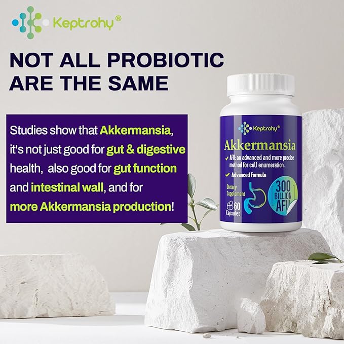 300 Billion AFU Akkermansia Probiotic for Women & Men, Akkermansia Muciniphila for More Akkermansia Production, Digestive, Gut & Immune, Gut Digestive Lining Function, 120 Count